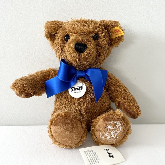 New! STEIFF Ritz Carlton Bear Plush In Suitcase Brown Embroidered Logo NWT - Picture 2 of 9